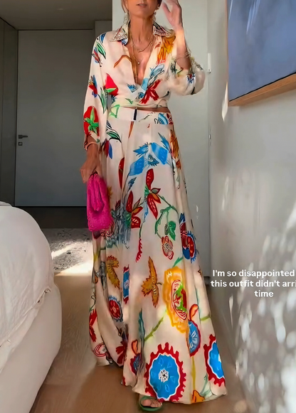 Floral Tie Waist Maxi Dress