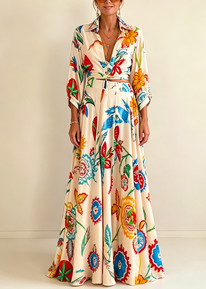 Floral Tie Waist Maxi Dress