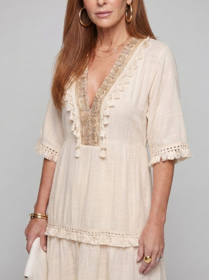 Gauze Tiered Babydoll Mini Dress