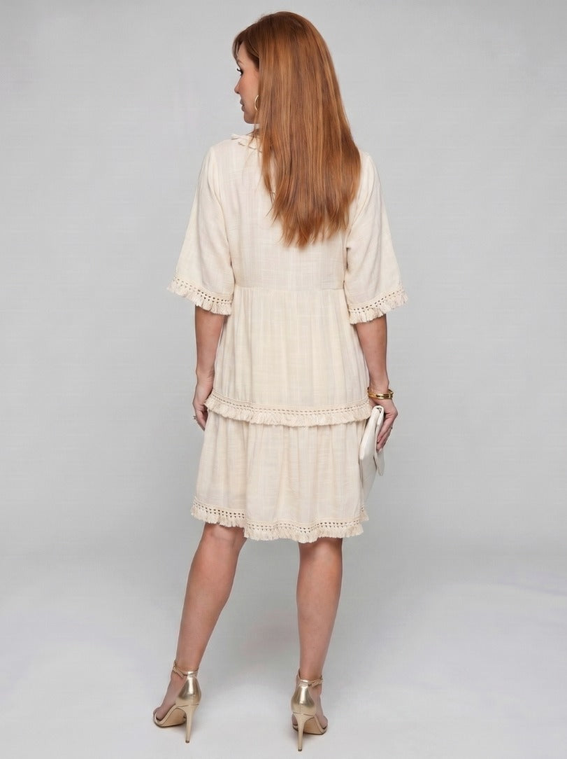 Gauze Tiered Babydoll Mini Dress