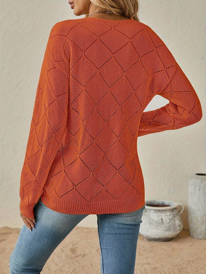 Geometric V-Neck Knit Sweater