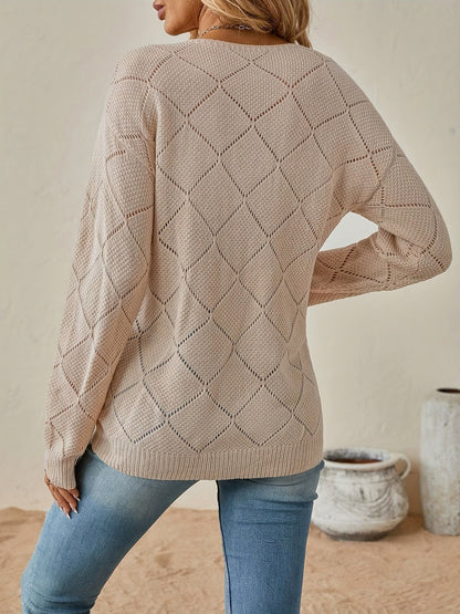 Geometric V-Neck Knit Sweater