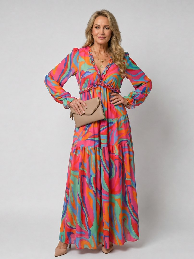 Floral Chiffon Tiered Maxi Dress