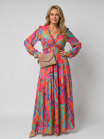 Floral Chiffon Tiered Maxi Dress