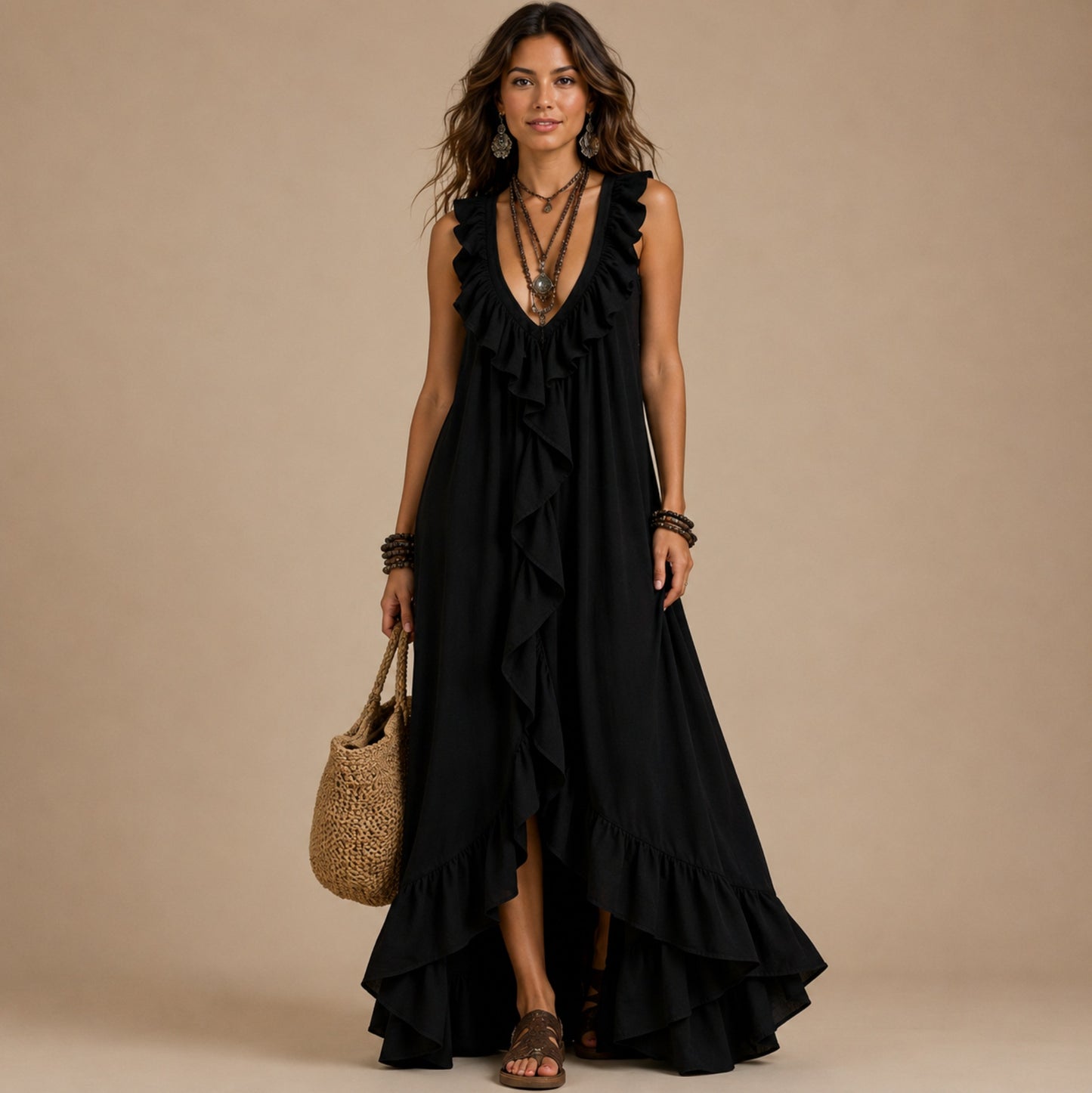 Gauze High-Low Maxi Sundress