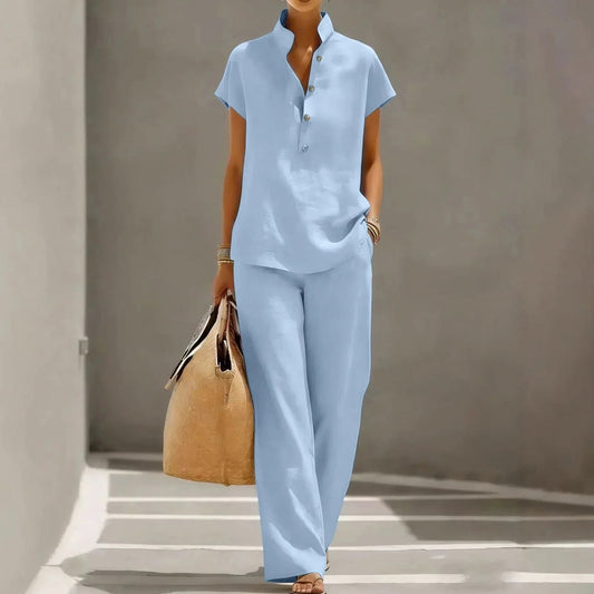 Short Sleeve Button Front Set