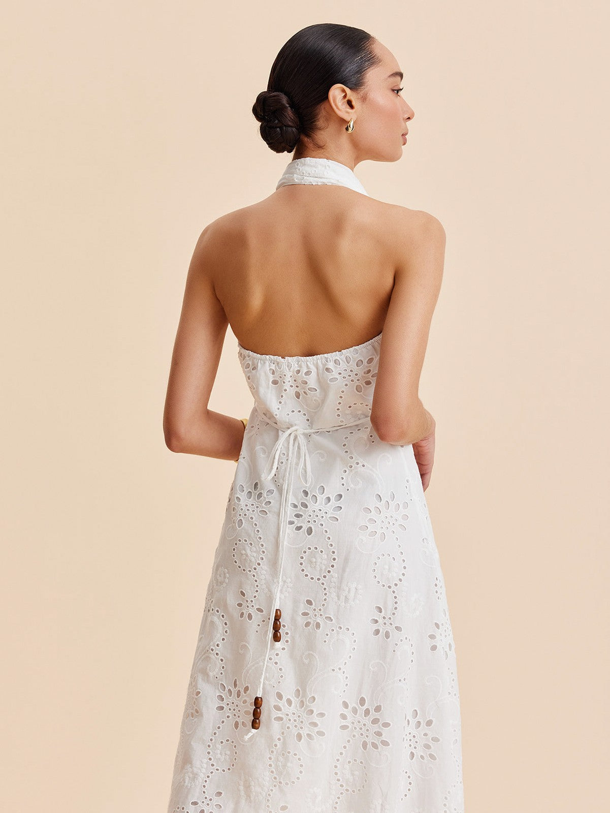 Eyelet Halter Midi Sundress