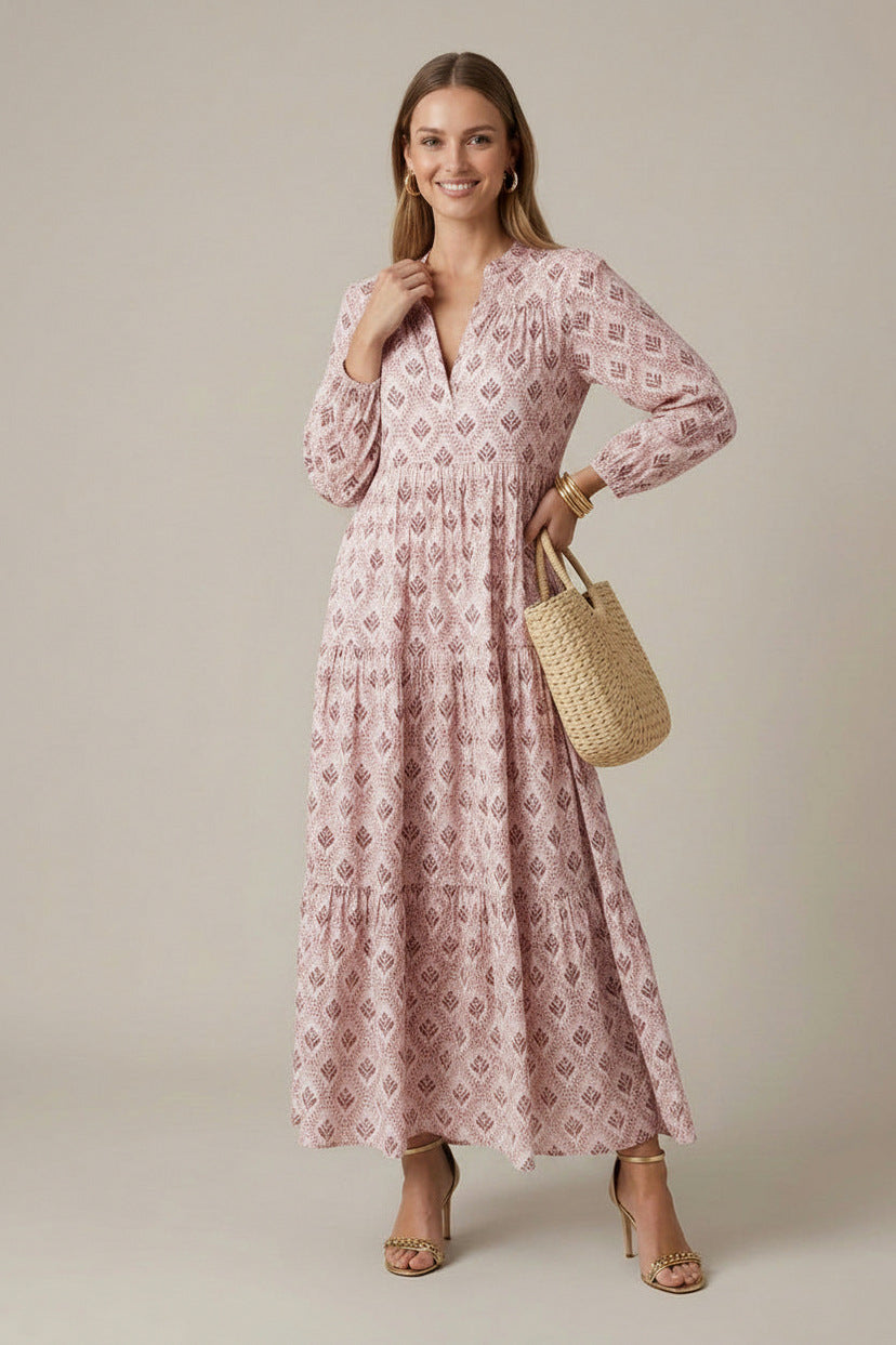 Geometric Tiered Maxi Dress