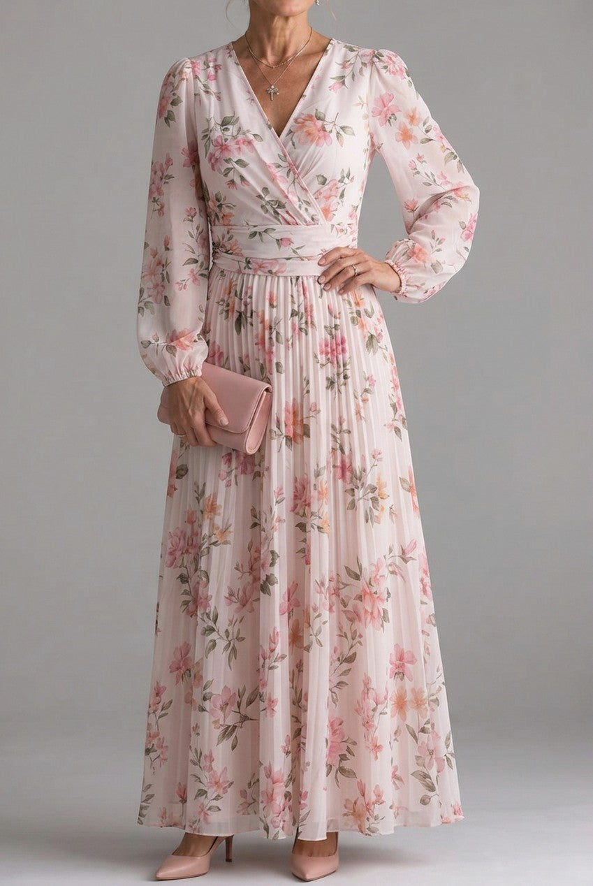 Floral Chiffon Long Sleeve Maxi