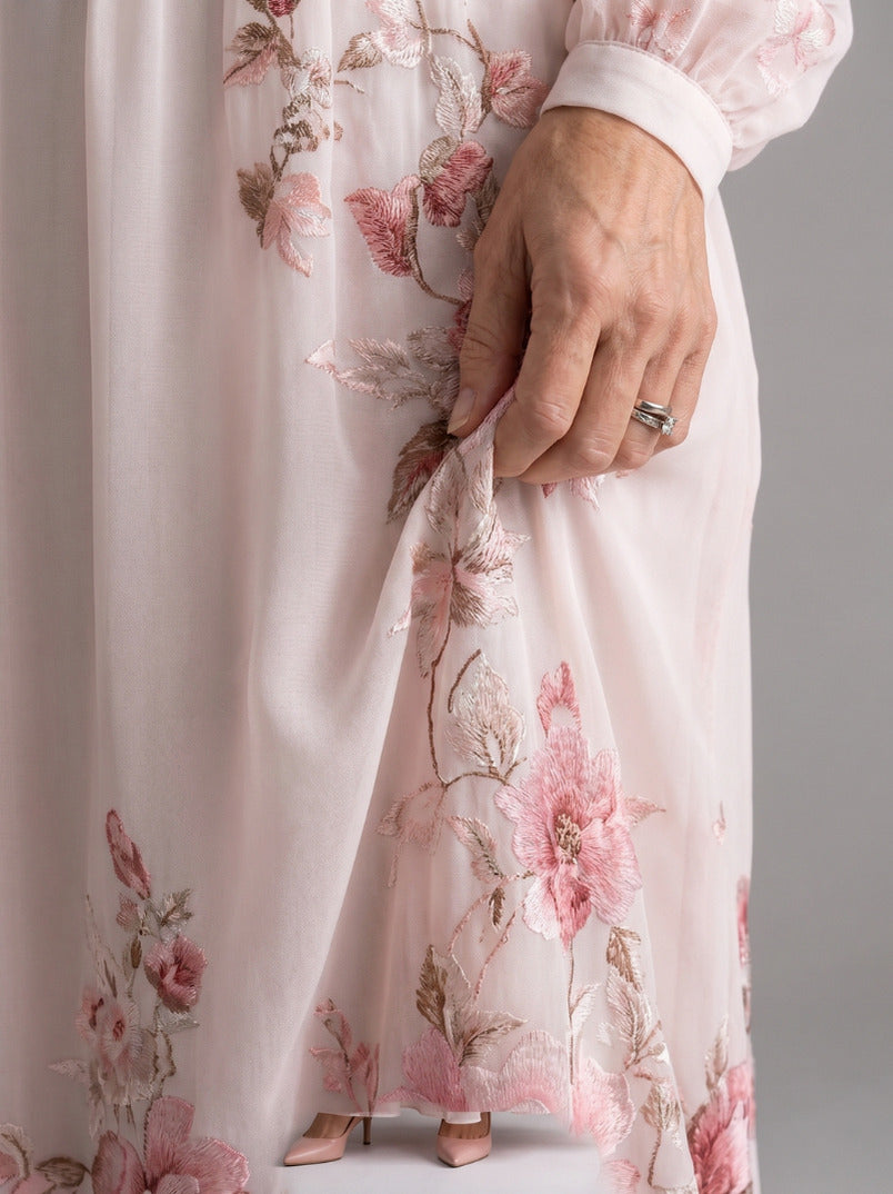 Floral Chiffon Long Sleeve Maxi