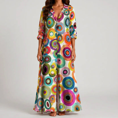 Gauze Floral Button Front Maxi