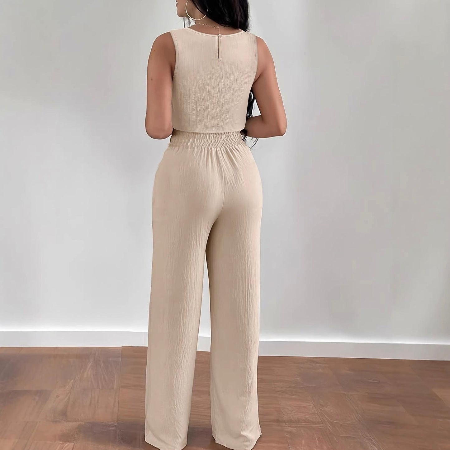 Eyelet Hem Tie Waist Set