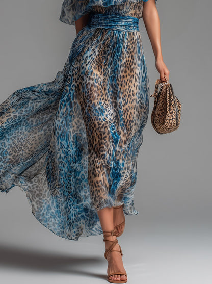 Chiffon Leopard Print Maxi Dress
