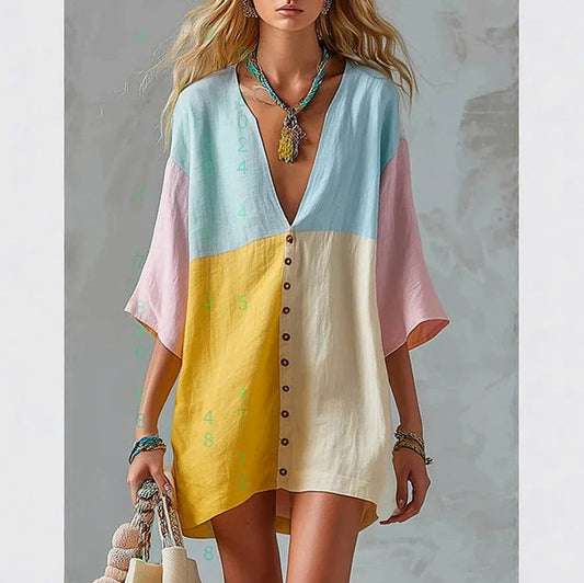 Gauze Button Front Mini Dress