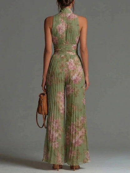 Floral Halter Wide Leg Jumpsuit