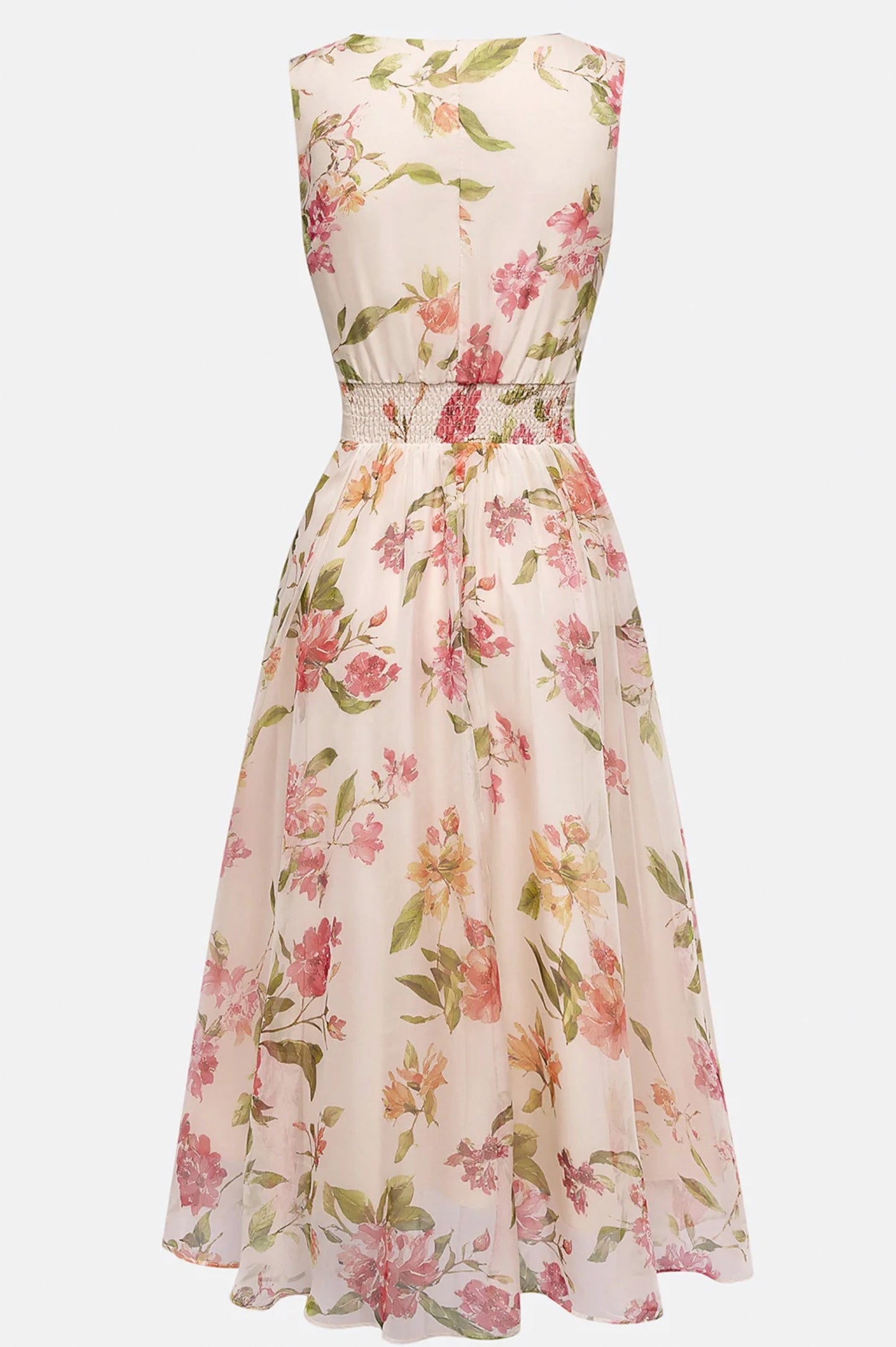 Floral Chiffon Sleeveless Midi Dress