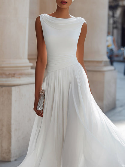 Cowl Neck Pleated Midi Dress
