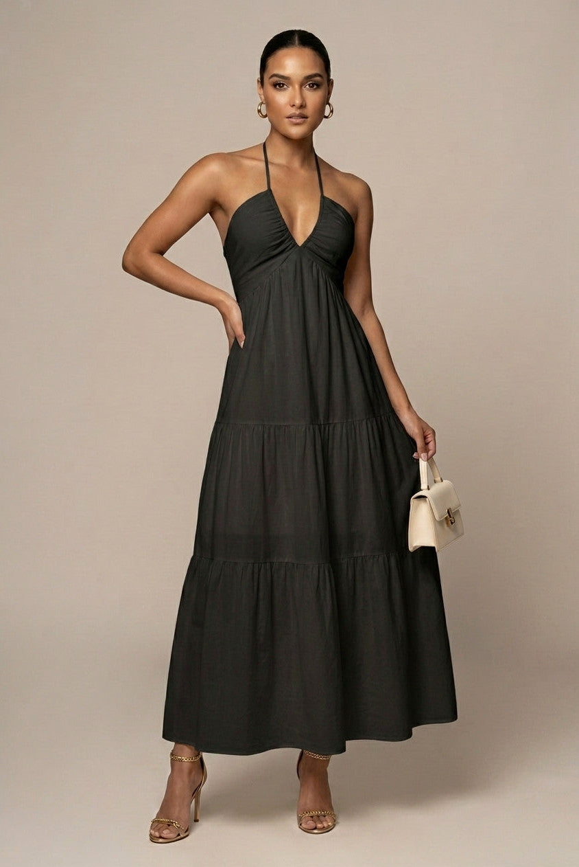 Halter Tiered Maxi Sundress