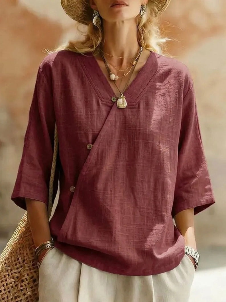 Wrap Button Front Blouse