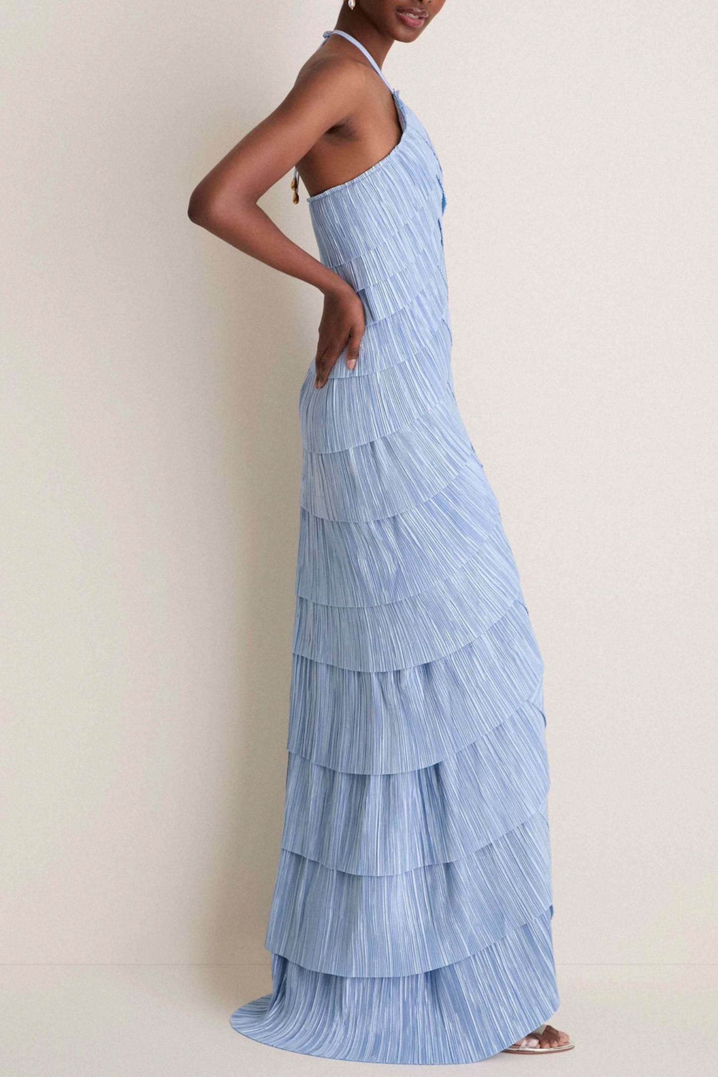 Tiered Halter Maxi Dress