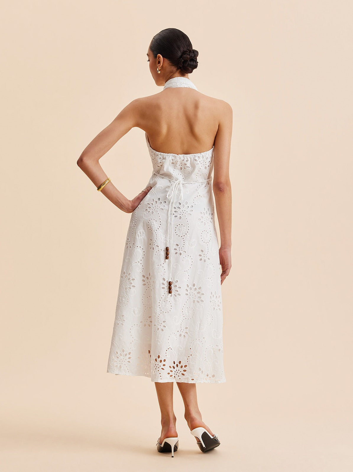 Eyelet Halter Midi Sundress