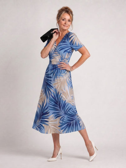 Floral Short Sleeve Midi Dress