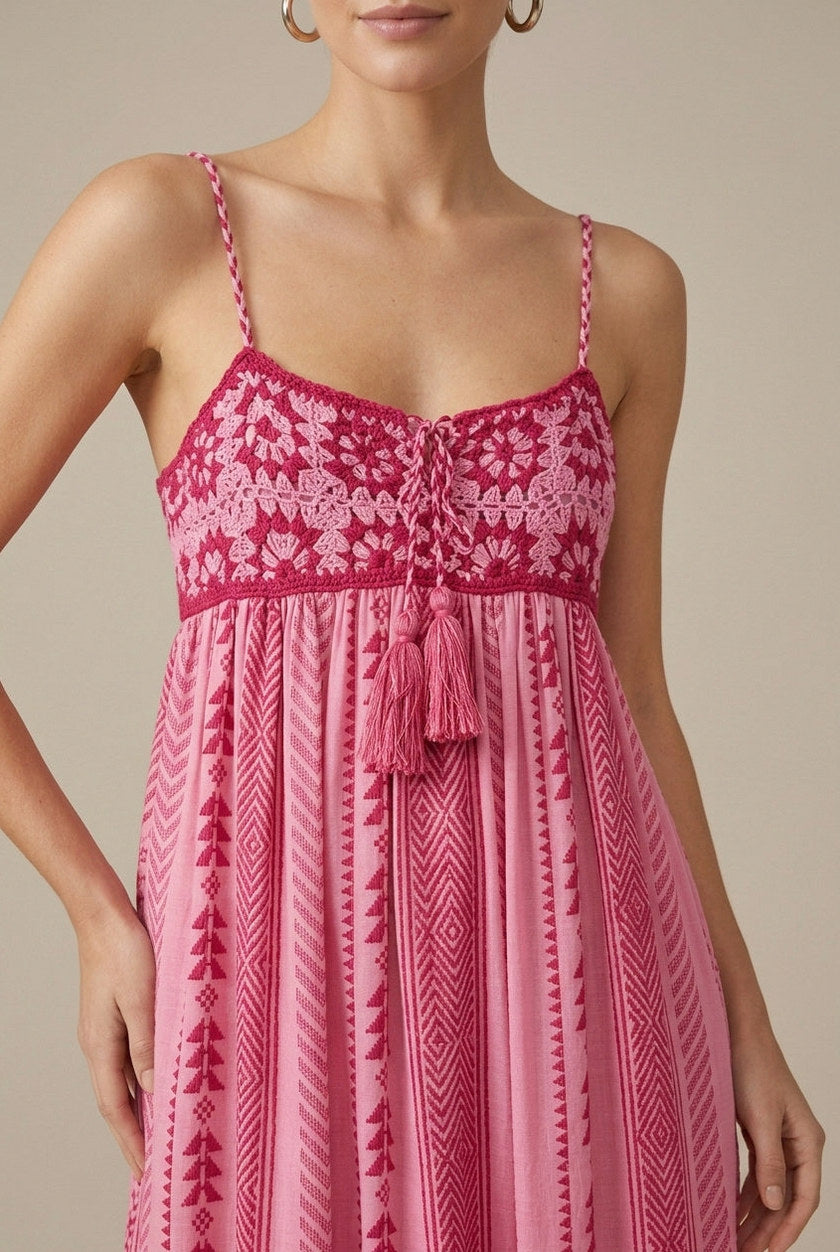 Geometric Tiered Maxi Sundress