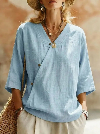 Wrap Button Front Blouse