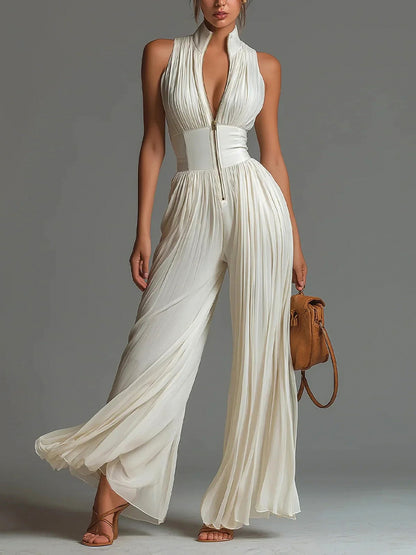 Floral Halter Wide Leg Jumpsuit