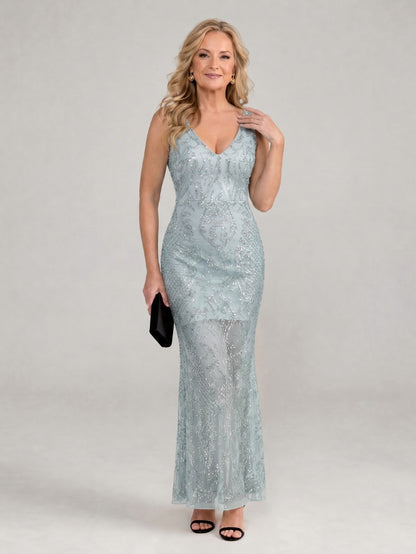Sequin Geometric V-Neck Maxi Dress