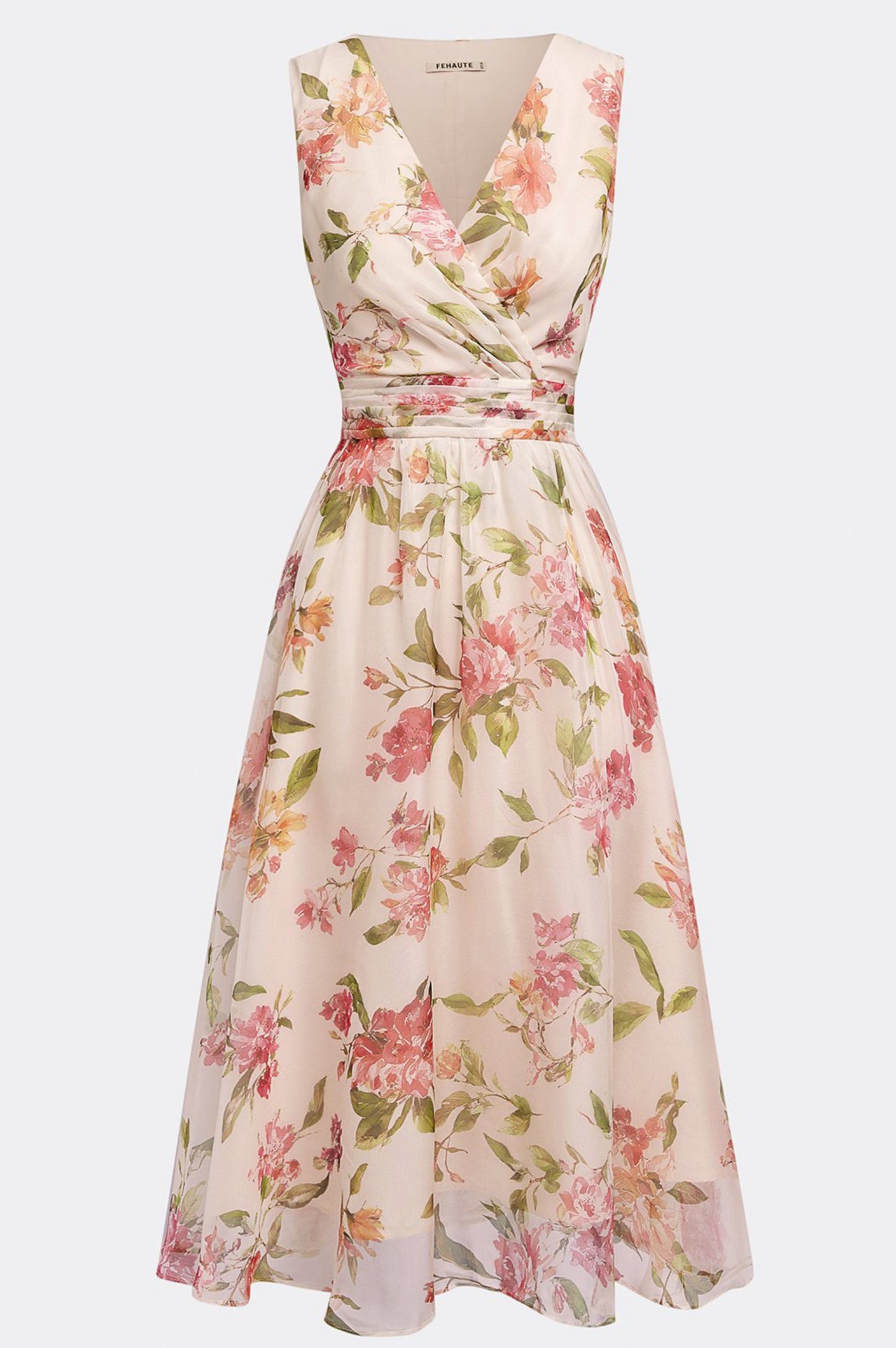 Floral Chiffon Sleeveless Midi Dress