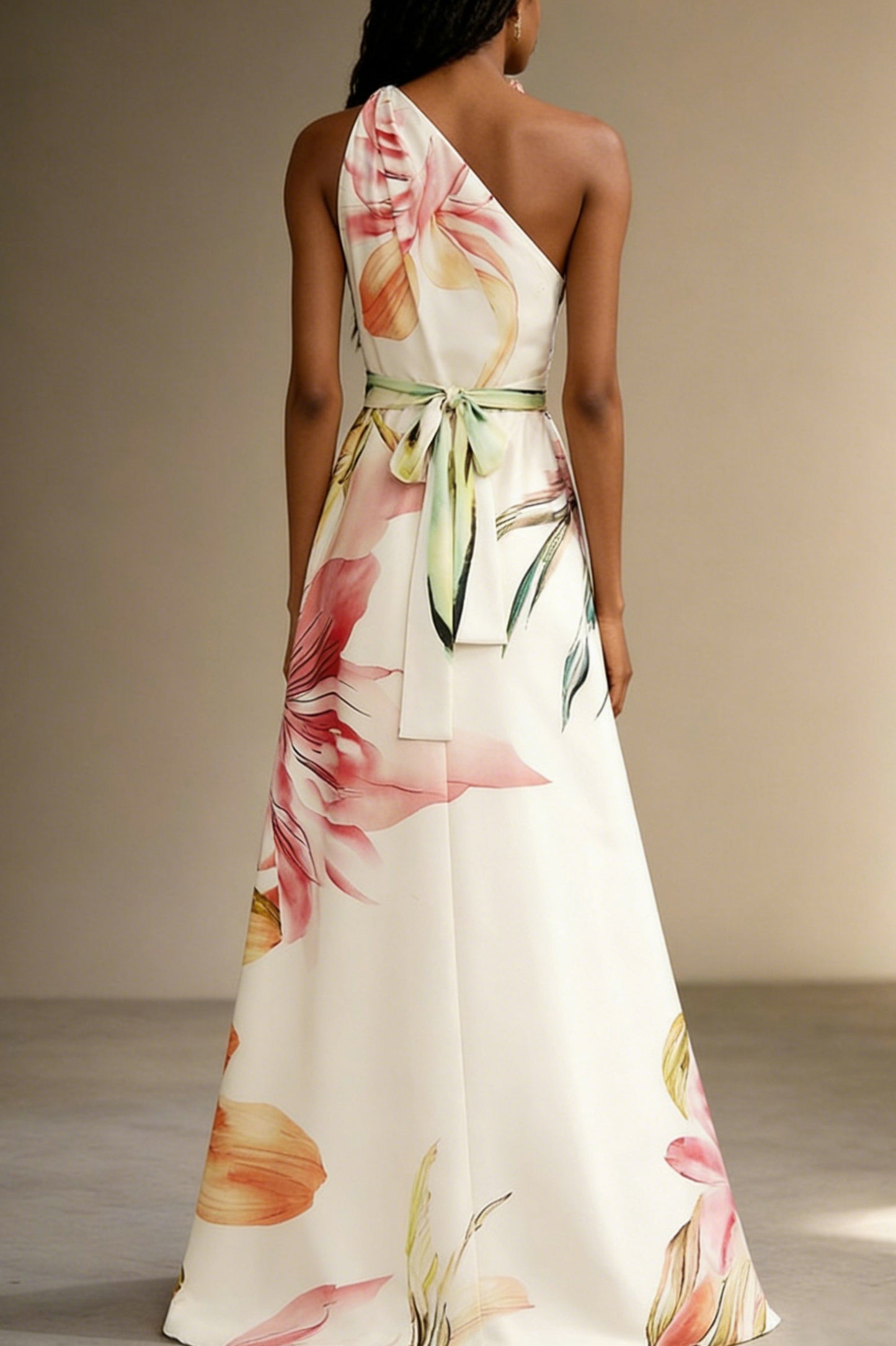Floral Halter Pleated Maxi Dress