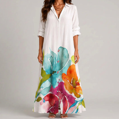 Gauze Floral Button Front Maxi