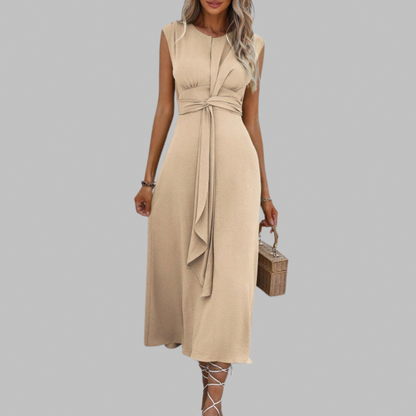 Sleeveless Tie Waist Midi Dress