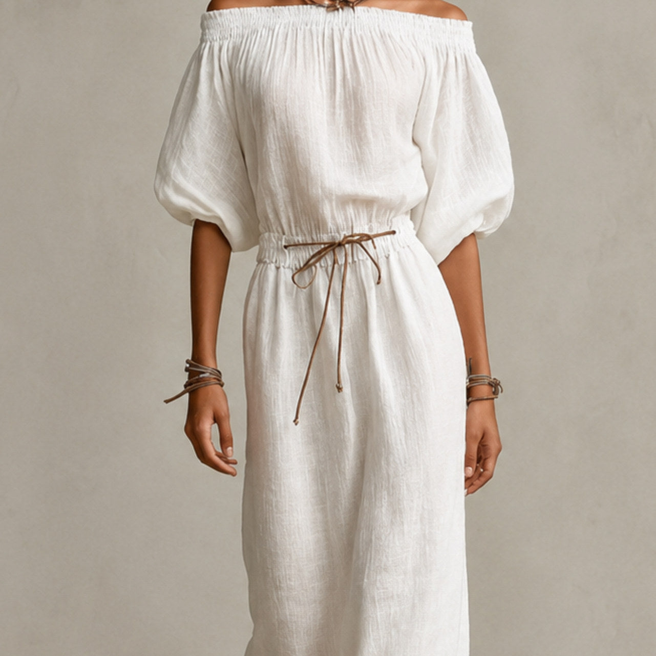 Off Shoulder Gauze Maxi Dress