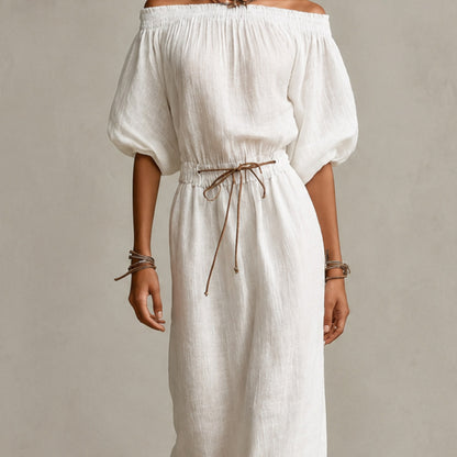 Off Shoulder Gauze Maxi Dress