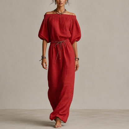 Off Shoulder Gauze Maxi Dress