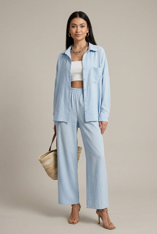 Relaxed Button Front Two Piece Set