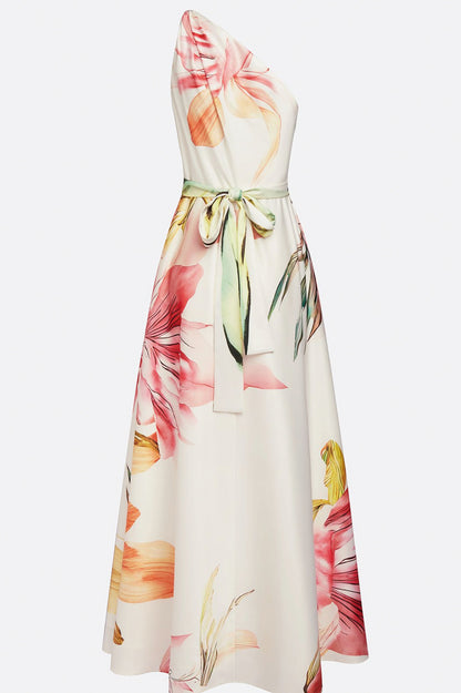 Floral Halter Pleated Maxi Dress