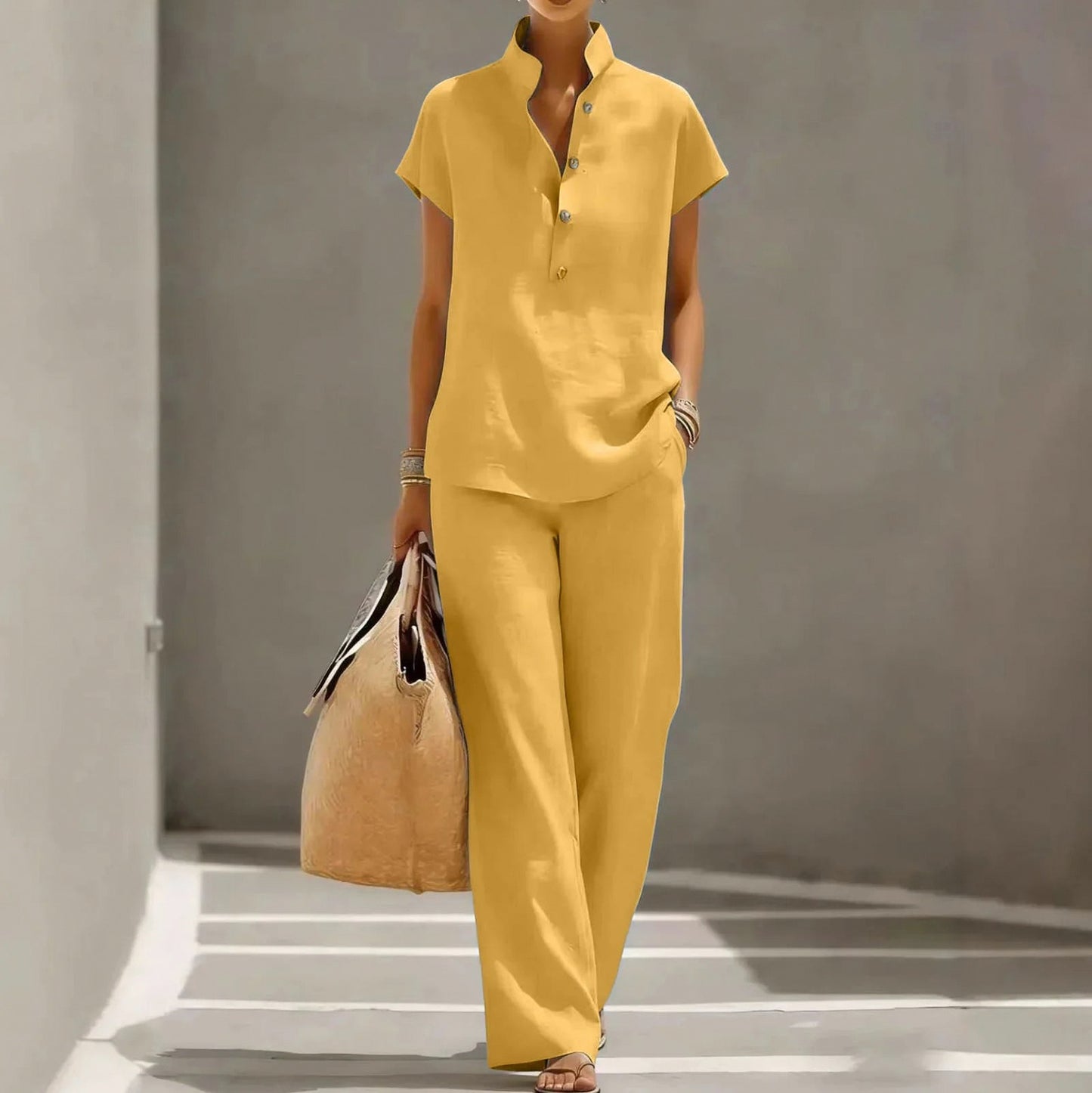 Short Sleeve Button Front Set