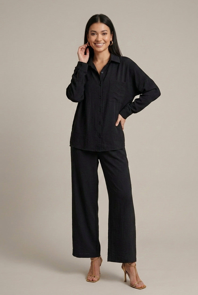 Relaxed Button Front Two Piece Set