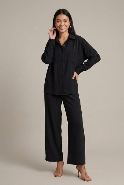 Relaxed Button Front Two Piece Set
