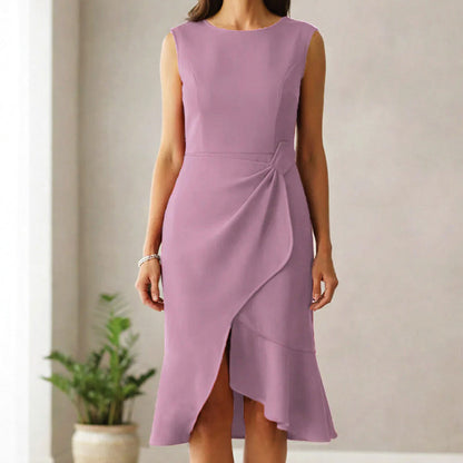 Sleeveless Wrap Asymmetric Midi Dress