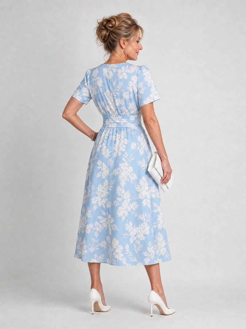 Floral Short Sleeve Midi Dress