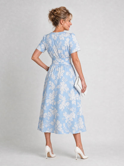 Floral Short Sleeve Midi Dress