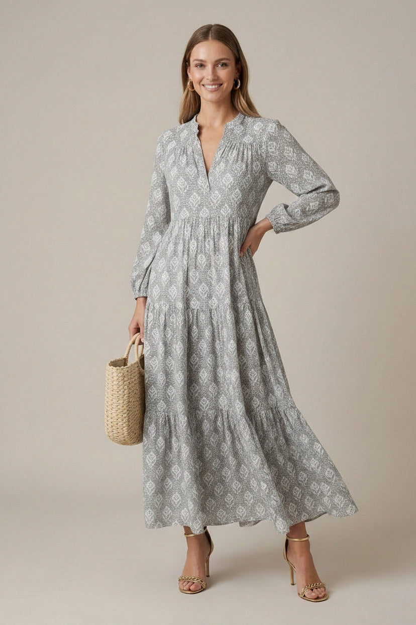 Geometric Tiered Maxi Dress
