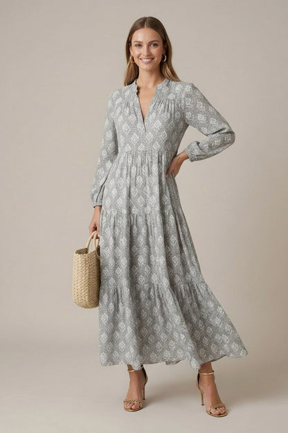 Geometric Tiered Maxi Dress