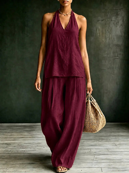 Halter Wide Leg Matching Set