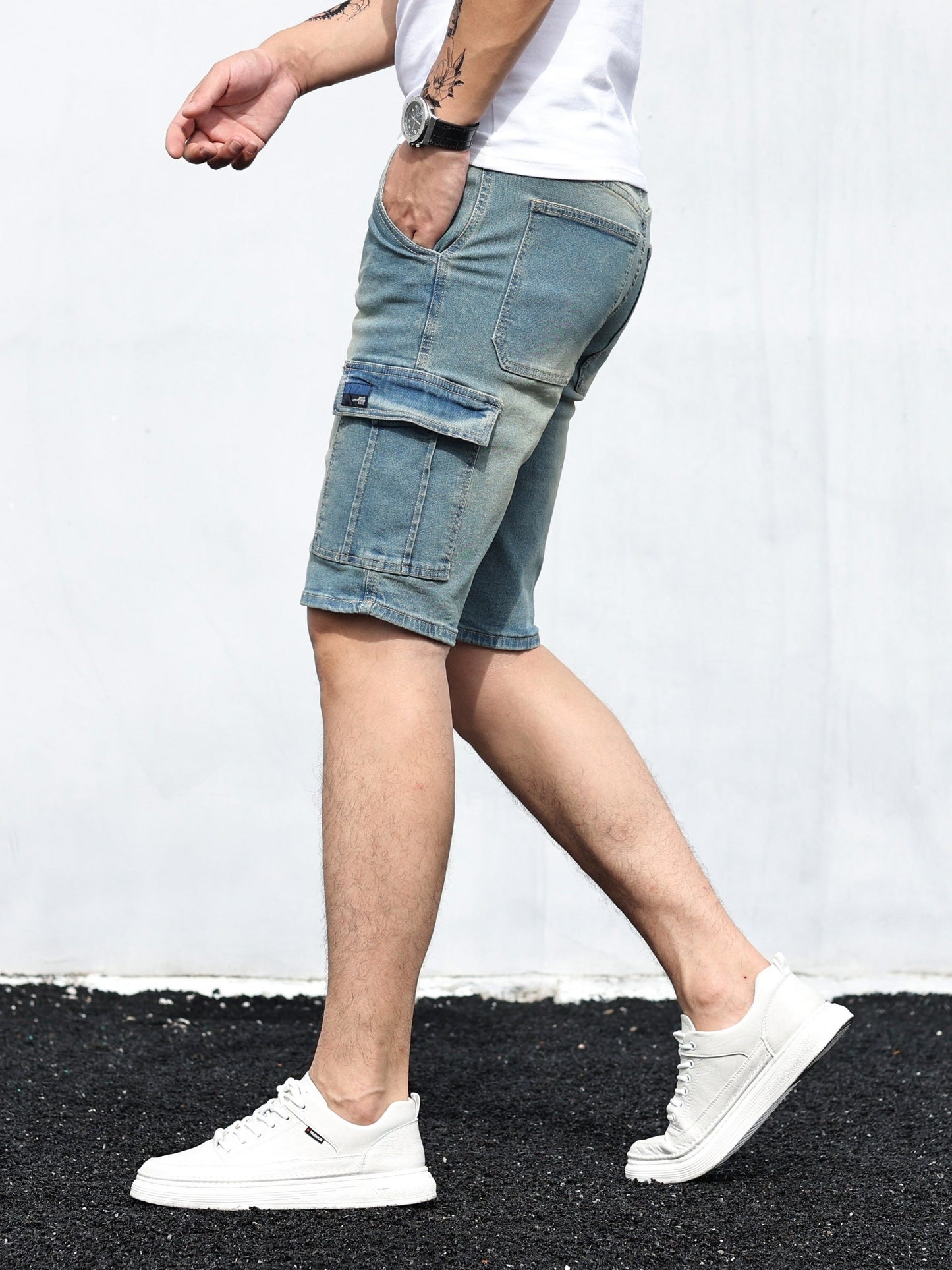 Denim Relaxed Cargo Shorts