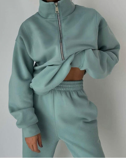 Knit Half Zip Matching Set